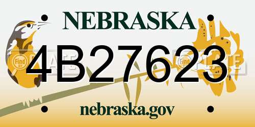 4B27623 Nebraska License Plate