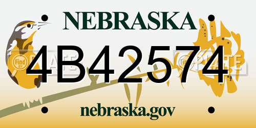4B42574 Nebraska License Plate