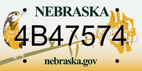 4B47574 Nebraska License Plate