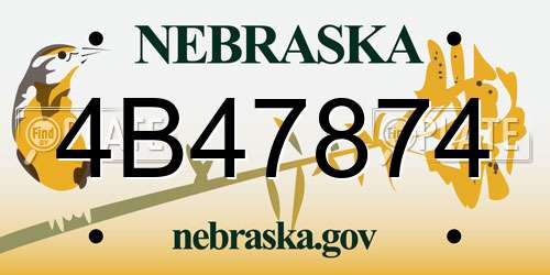 4B47874 Nebraska License Plate