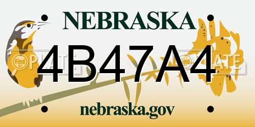 4B47A4 Nebraska License Plate