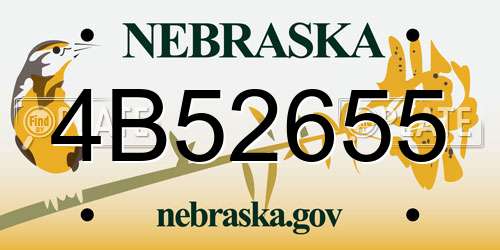 4B52655 Nebraska License Plate