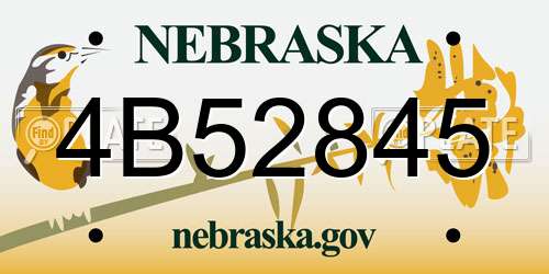 4B52845 Nebraska License Plate