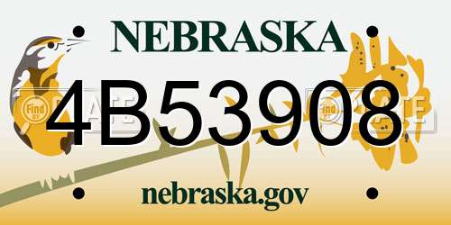 4B53908 Nebraska License Plate
