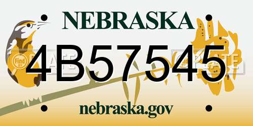4B57545 Nebraska License Plate