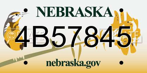 4B57845 Nebraska License Plate