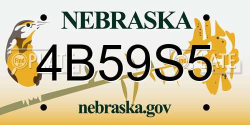 4B59S5 Nebraska License Plate
