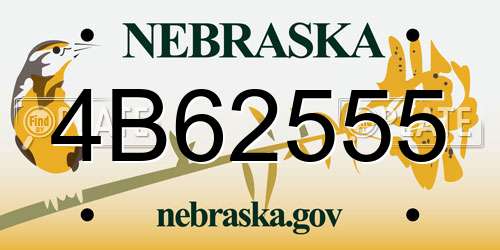 4B62555 Nebraska License Plate