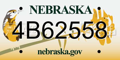 4B62558 Nebraska License Plate