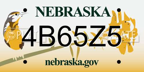 4B65Z5 Nebraska License Plate