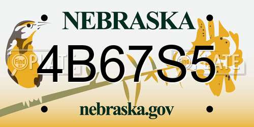 4B67S5 Nebraska License Plate