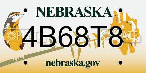 4B68T8 Nebraska License Plate