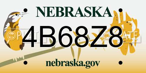 4B68Z8 Nebraska License Plate