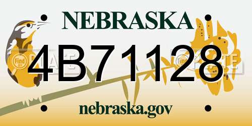 4B71128 Nebraska License Plate