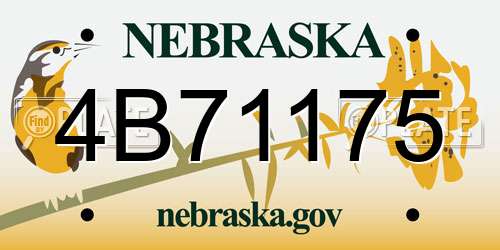 4B71175 Nebraska License Plate