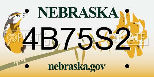 4B75S2 Nebraska License Plate