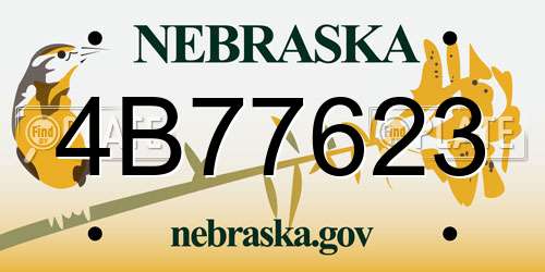 4B77623 Nebraska License Plate