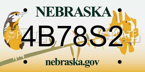 4B78S2 Nebraska License Plate