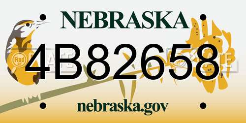4B82658 Nebraska License Plate