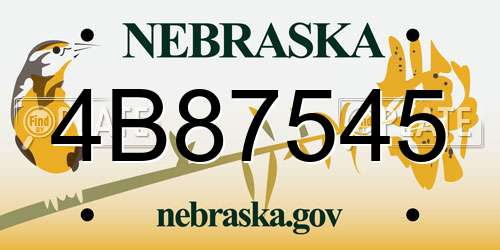 4B87545 Nebraska License Plate