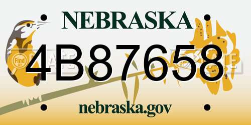 4B87658 Nebraska License Plate