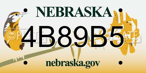 4B89B5 Nebraska License Plate