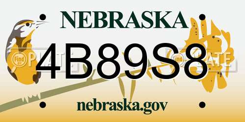4B89S8 Nebraska License Plate
