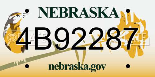 4B92287 Nebraska License Plate