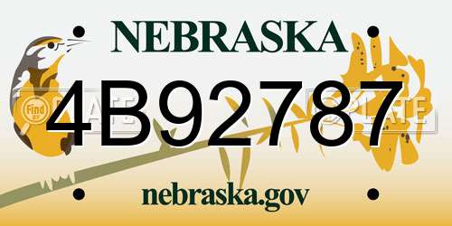 4B92787 Nebraska License Plate