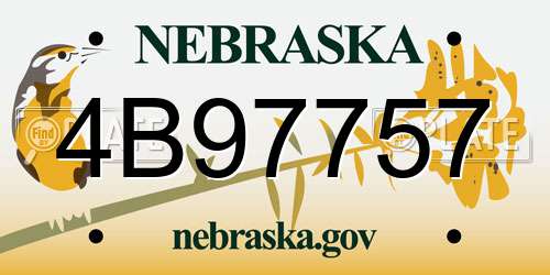 4B97757 Nebraska License Plate