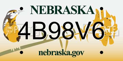 4B98V6 Nebraska License Plate