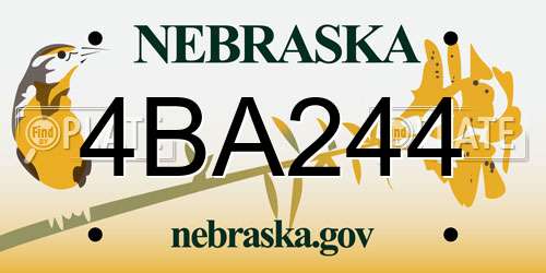 4BA244 Nebraska License Plate