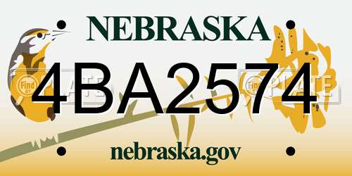 4BA2574 Nebraska License Plate