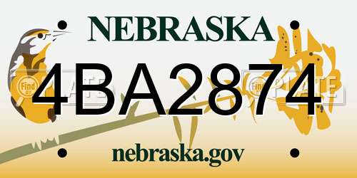 4BA2874 Nebraska License Plate