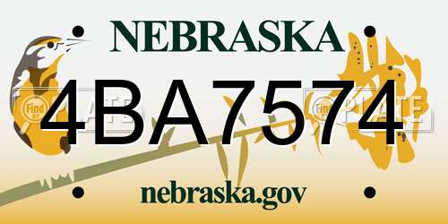 4BA7574 Nebraska License Plate
