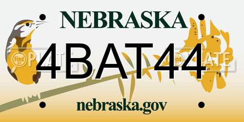 4BAT44 Nebraska License Plate