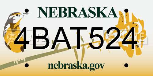 4BAT524 Nebraska License Plate
