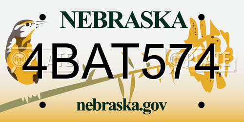 4BAT574 Nebraska License Plate