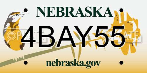 4BAY55 Nebraska License Plate