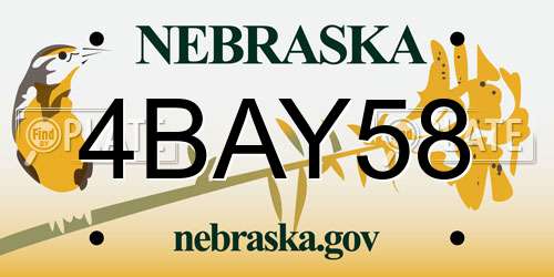 4BAY58 Nebraska License Plate