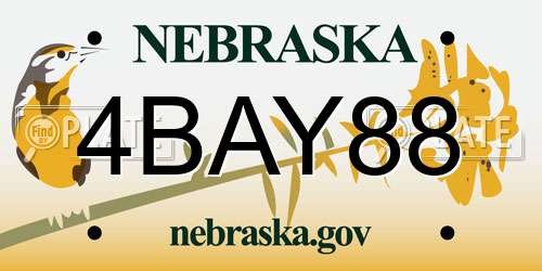 4BAY88 Nebraska License Plate