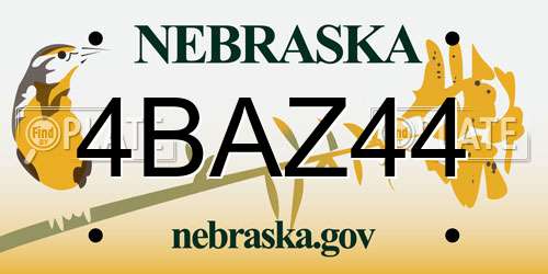 4BAZ44 Nebraska License Plate