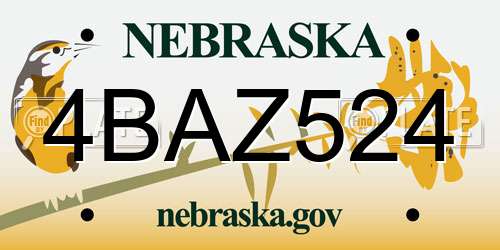 4BAZ524 Nebraska License Plate