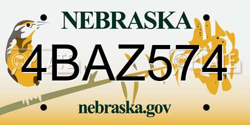 4BAZ574 Nebraska License Plate