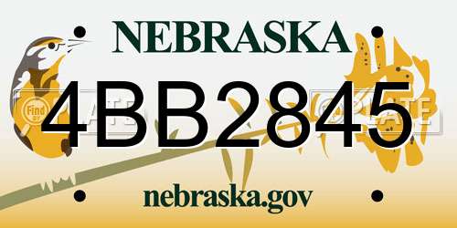 4BB2845 Nebraska License Plate