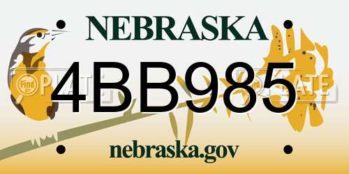 4BB985 Nebraska License Plate