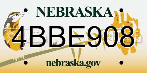 4BBE908 Nebraska License Plate