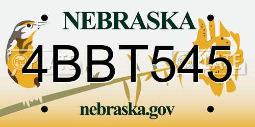 4BBT545 Nebraska License Plate