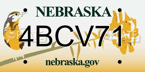 4BCV71 Nebraska License Plate