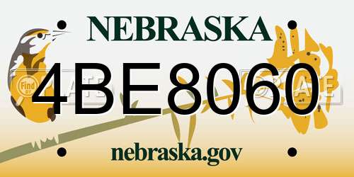4BE8060 Nebraska License Plate